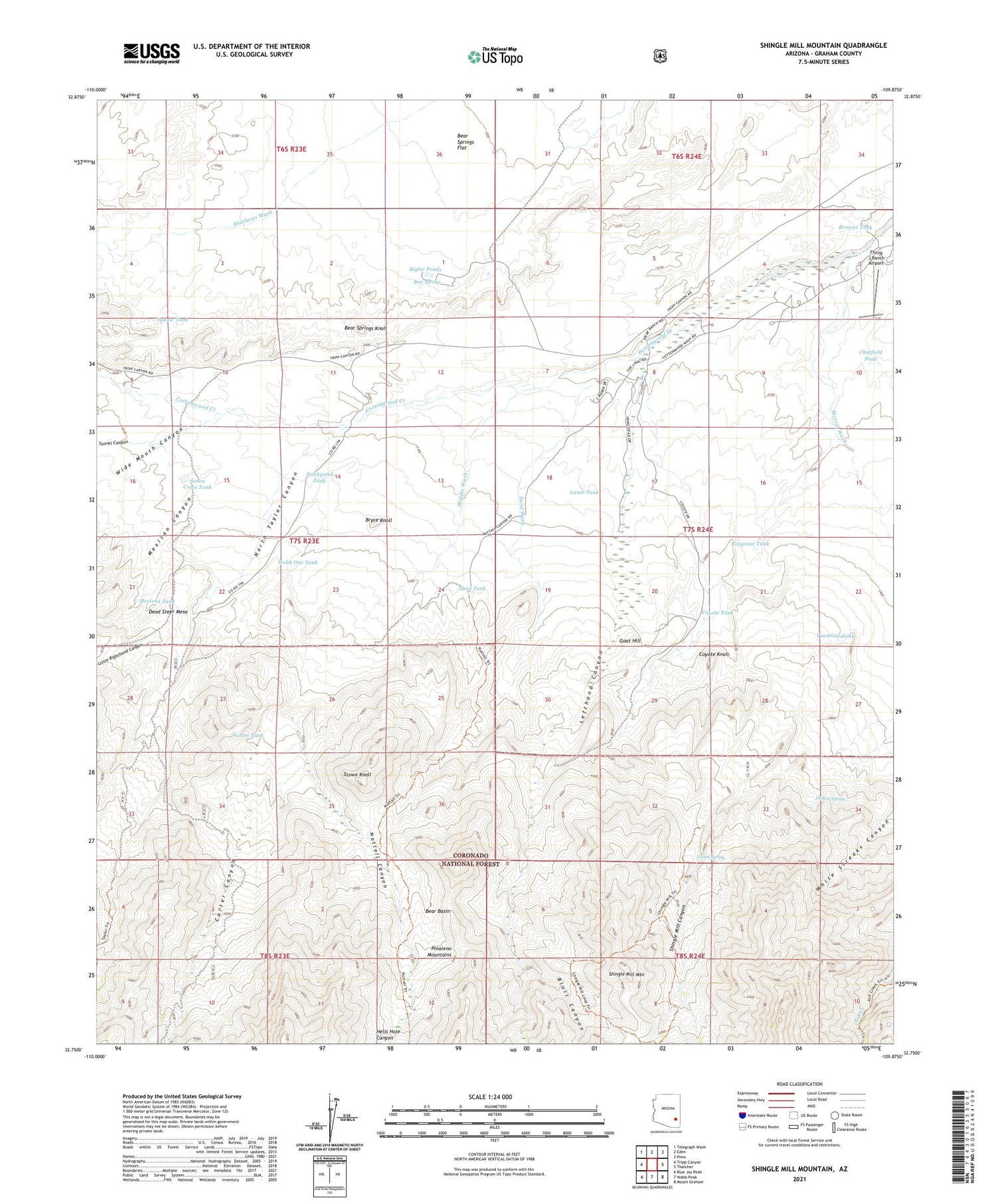Shingle Mill Mountain Arizona US Topo Map Image