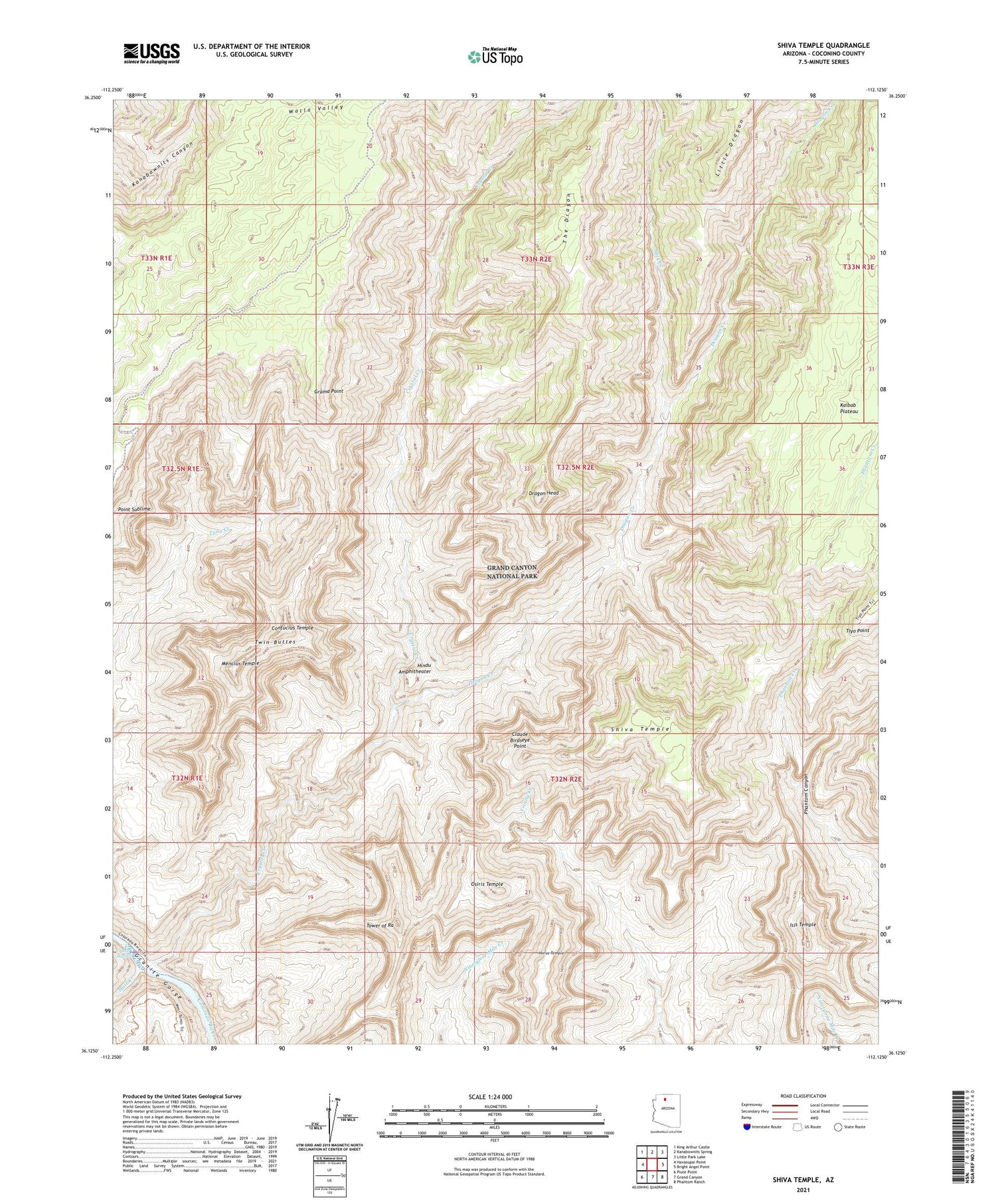 Shiva Temple Arizona US Topo Map Image