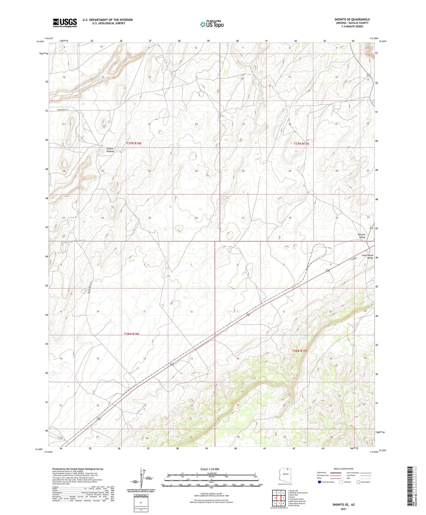 Shonto SE Arizona US Topo Map Image