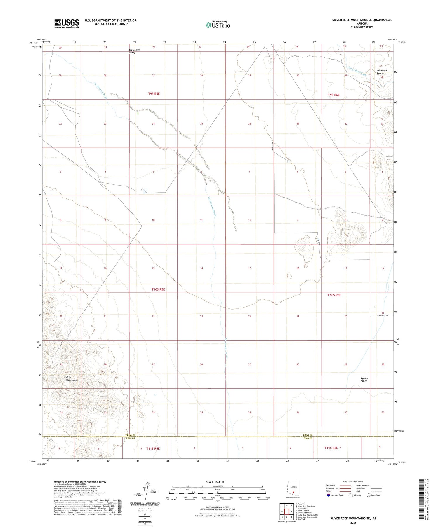Silver Reef Mountains SE Arizona US Topo Map Image