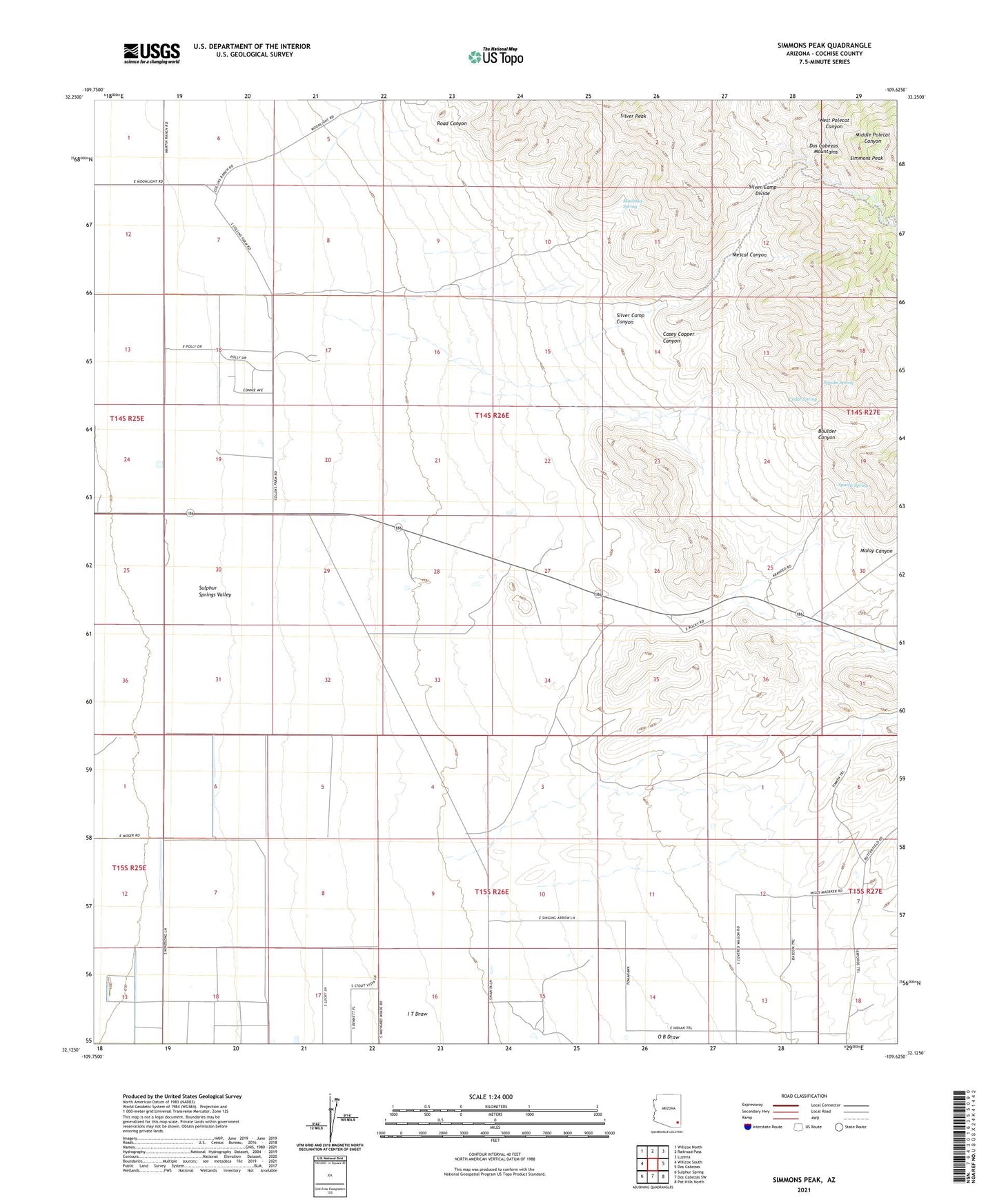 Simmons Peak Arizona US Topo Map Image