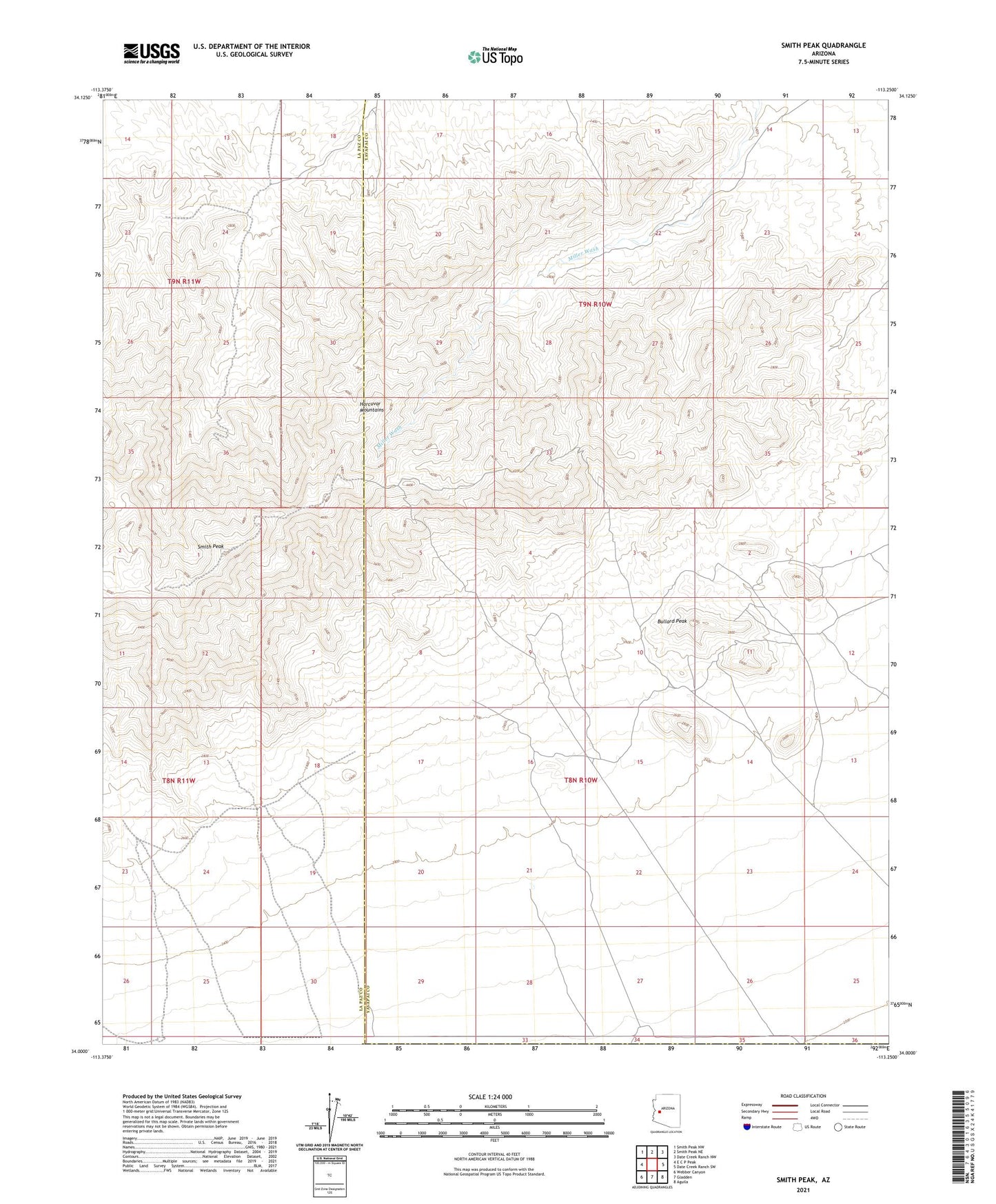 Smith Peak Arizona US Topo Map Image