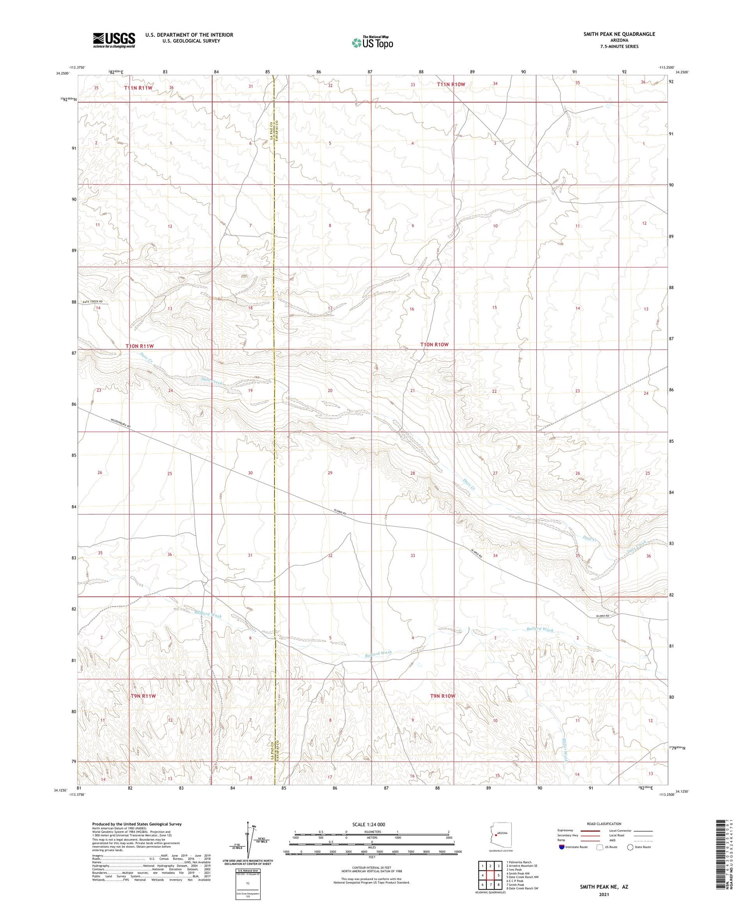 Smith Peak NE Arizona US Topo Map Image