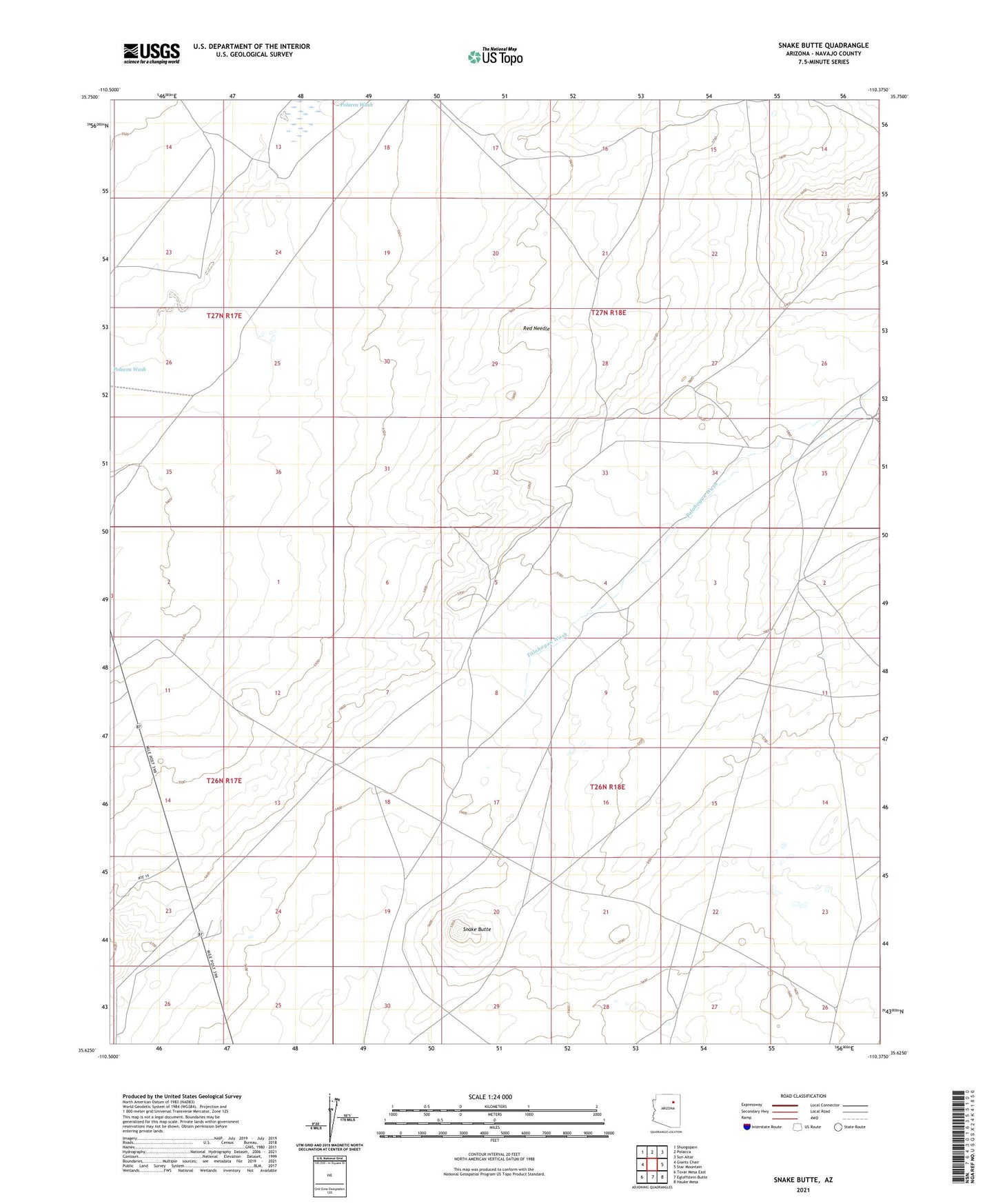 Snake Butte Arizona US Topo Map Image