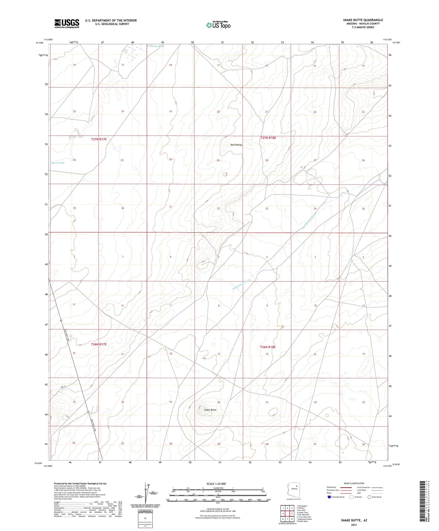 Snake Butte Arizona US Topo Map Image