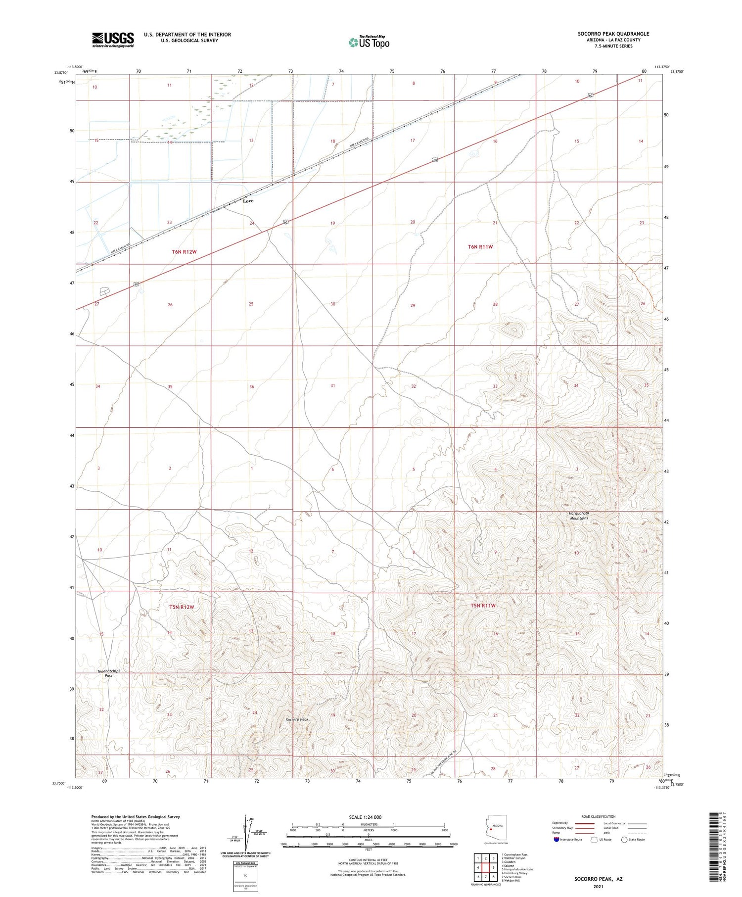 Socorro Peak Arizona US Topo Map Image