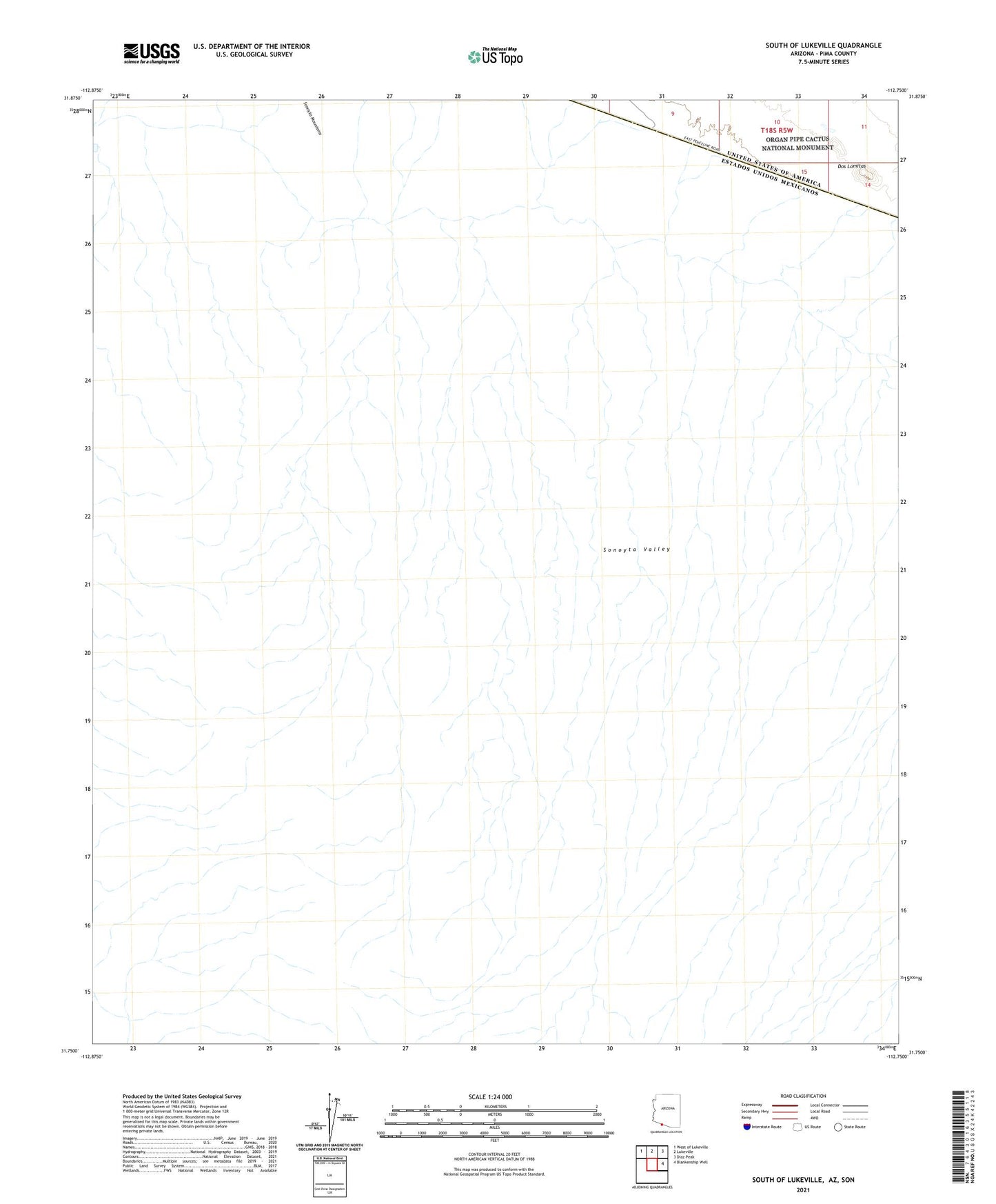South of Lukeville Arizona US Topo Map Image