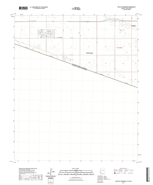 South of Somerton Arizona US Topo Map Image