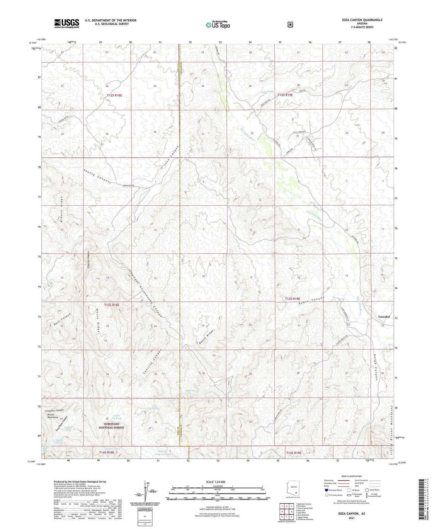 Soza Canyon Arizona US Topo Map Image