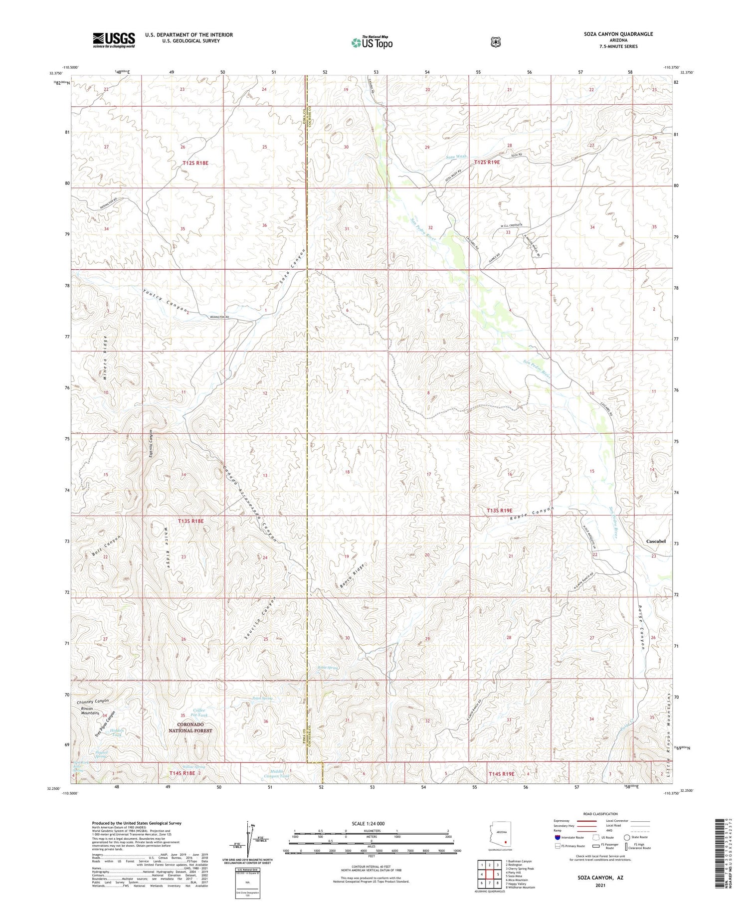 Soza Canyon Arizona US Topo Map Image