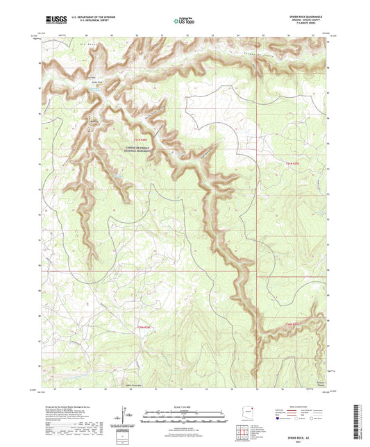 Spider Rock Arizona US Topo Map Image