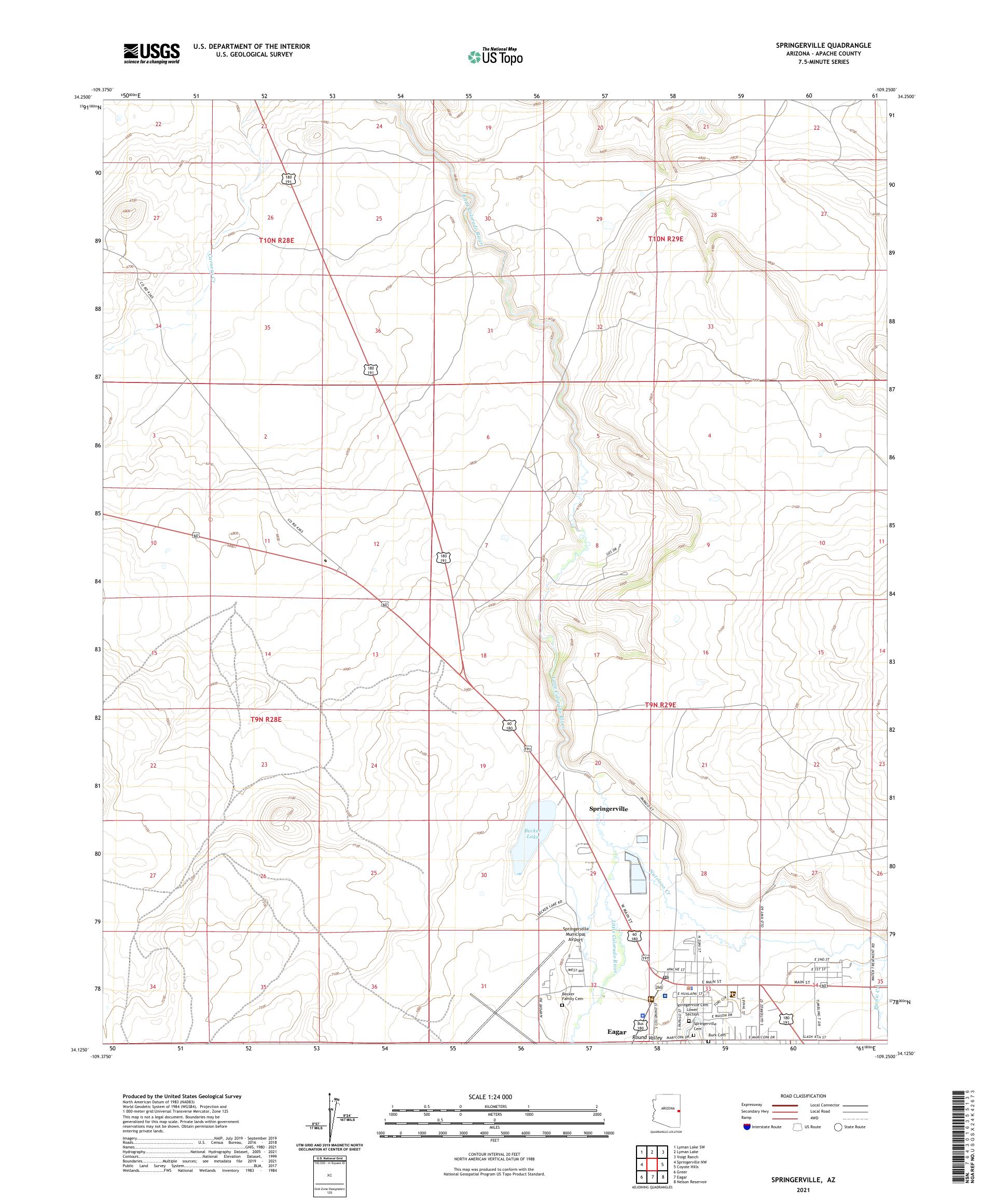 Springerville Arizona US Topo Map – MyTopo Map Store