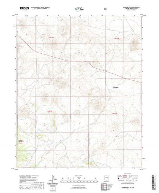 Springerville NW Arizona US Topo Map Image