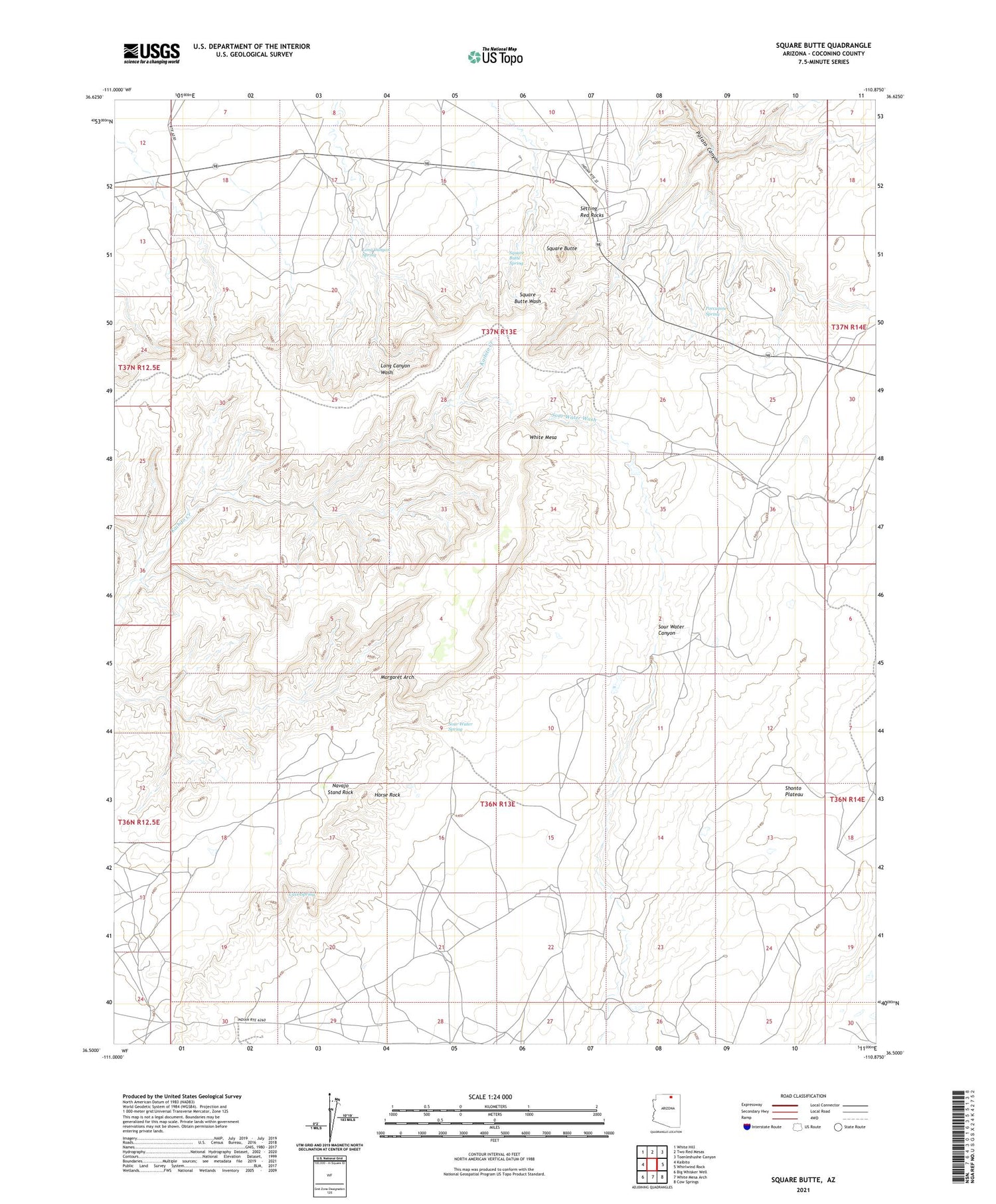 Square Butte Arizona US Topo Map Image