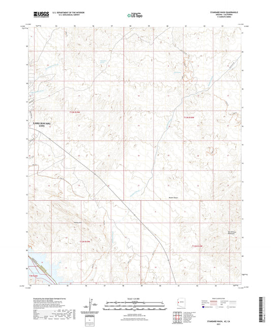 Standard Wash Arizona US Topo Map Image