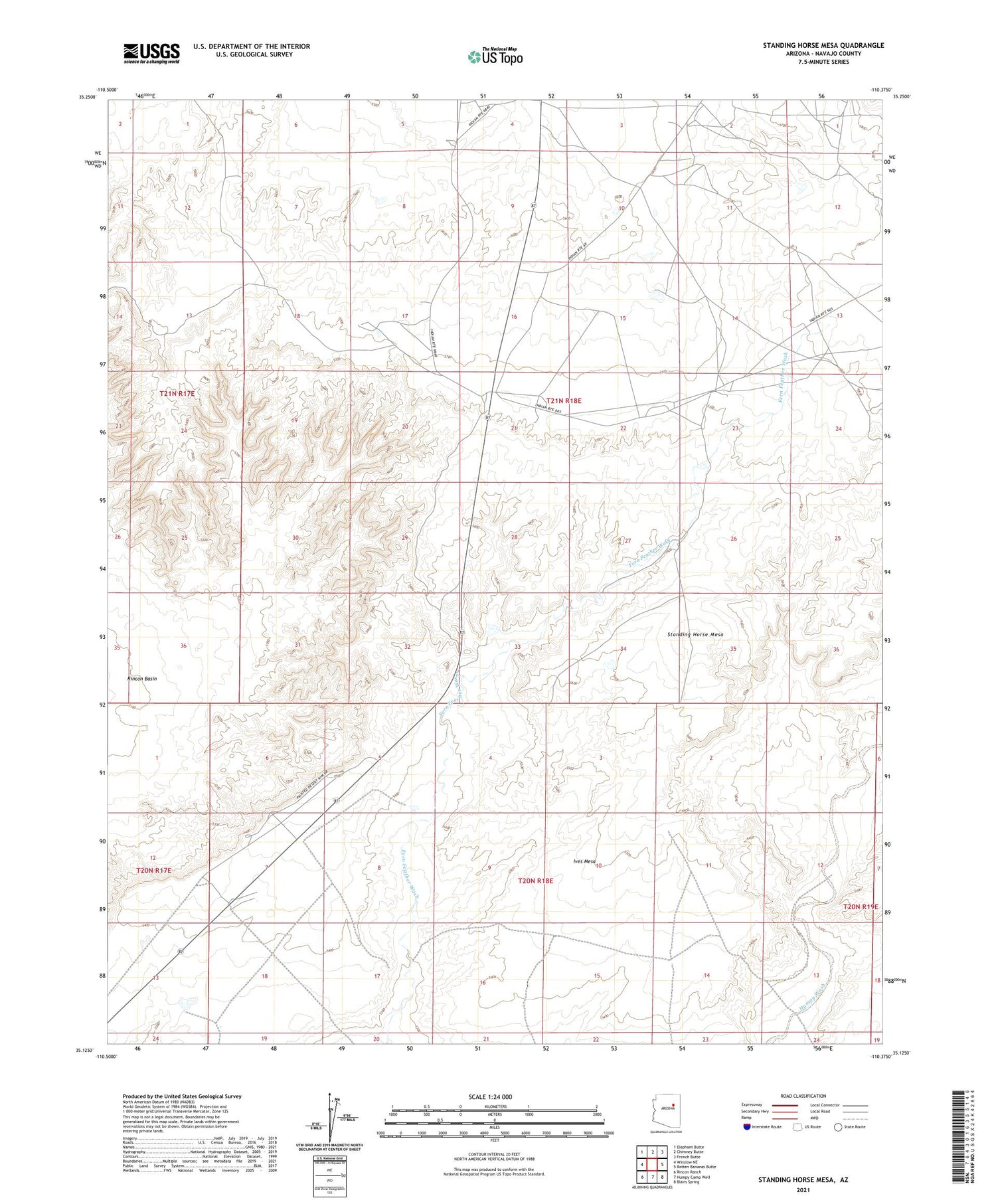 Standing Horse Mesa Arizona US Topo Map Image