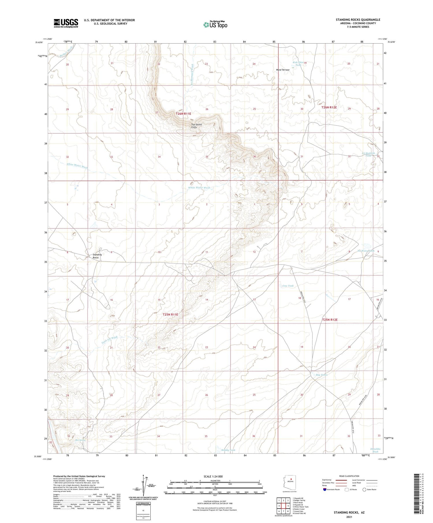 Standing Rocks Arizona US Topo Map Image