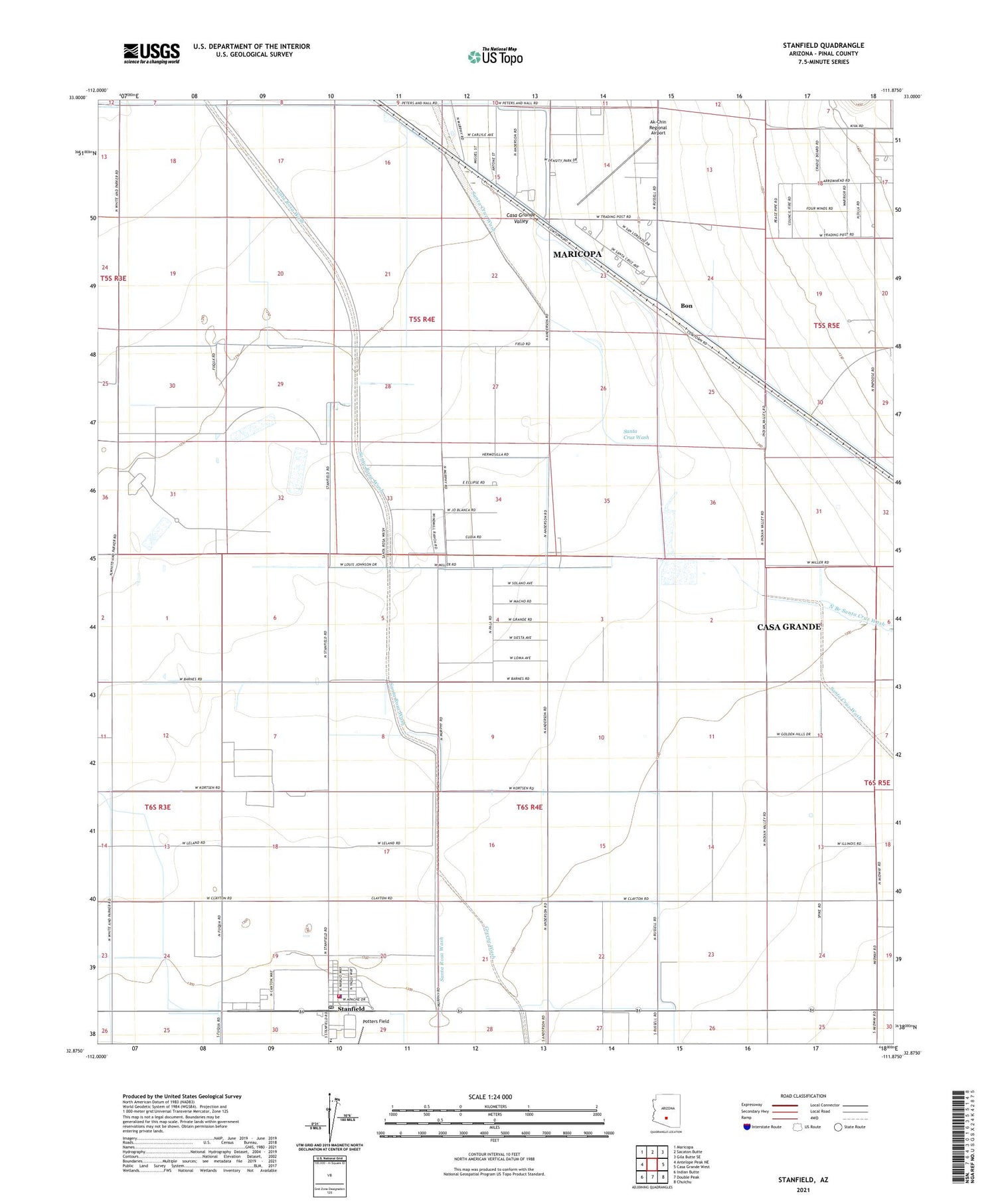 Stanfield Arizona US Topo Map Image