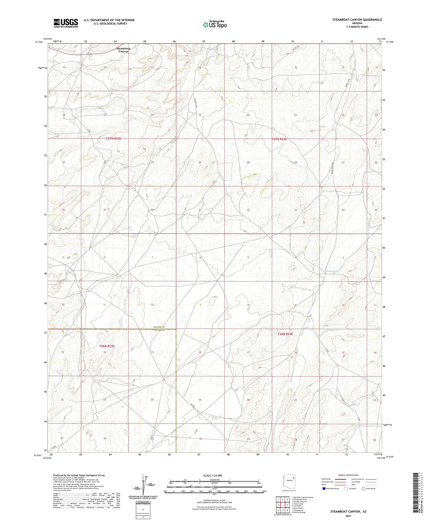 Steamboat Canyon Arizona US Topo Map Image
