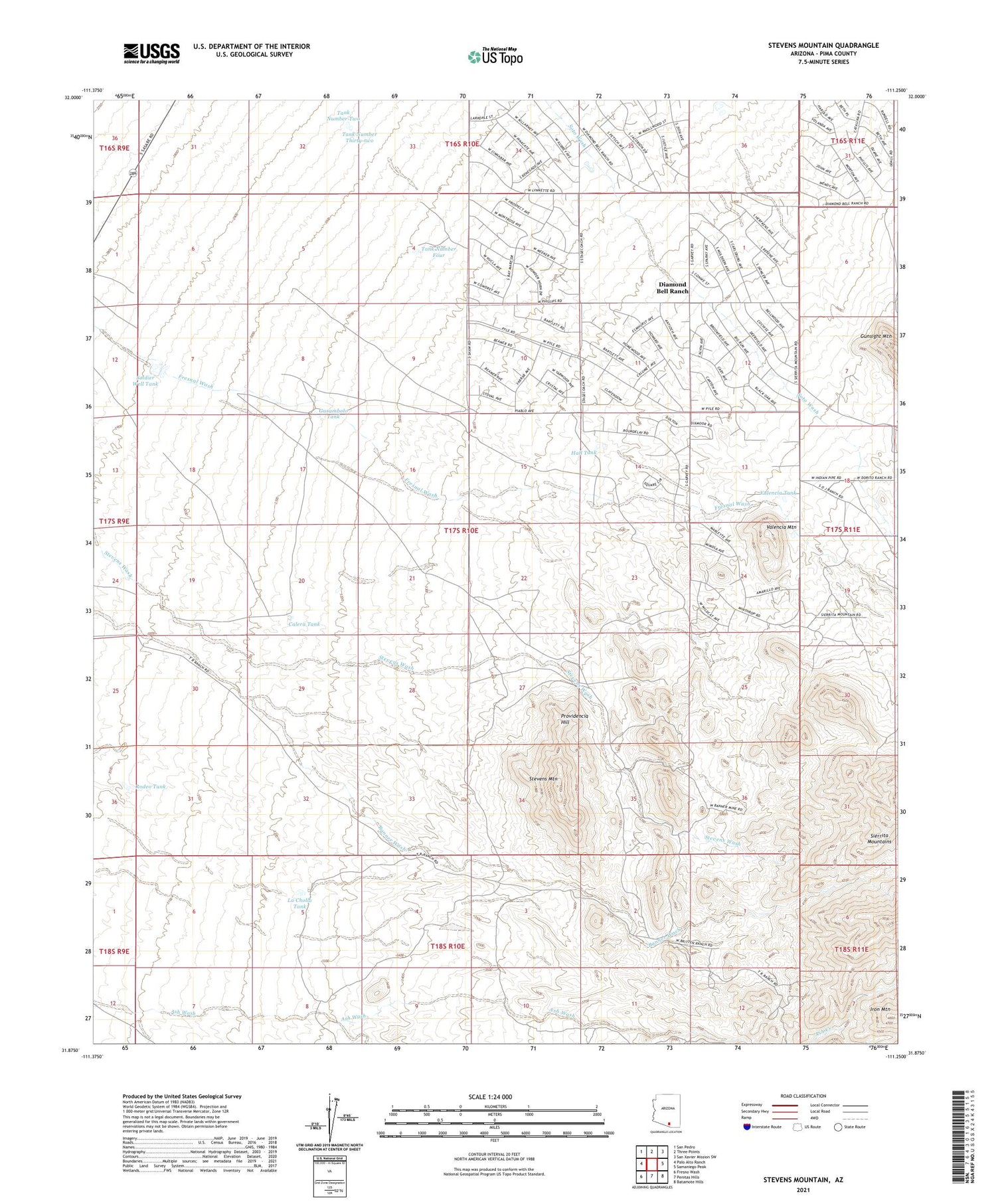 Stevens Mountain Arizona US Topo Map Image