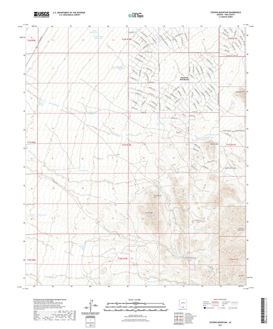 Stevens Mountain Arizona US Topo Map Image