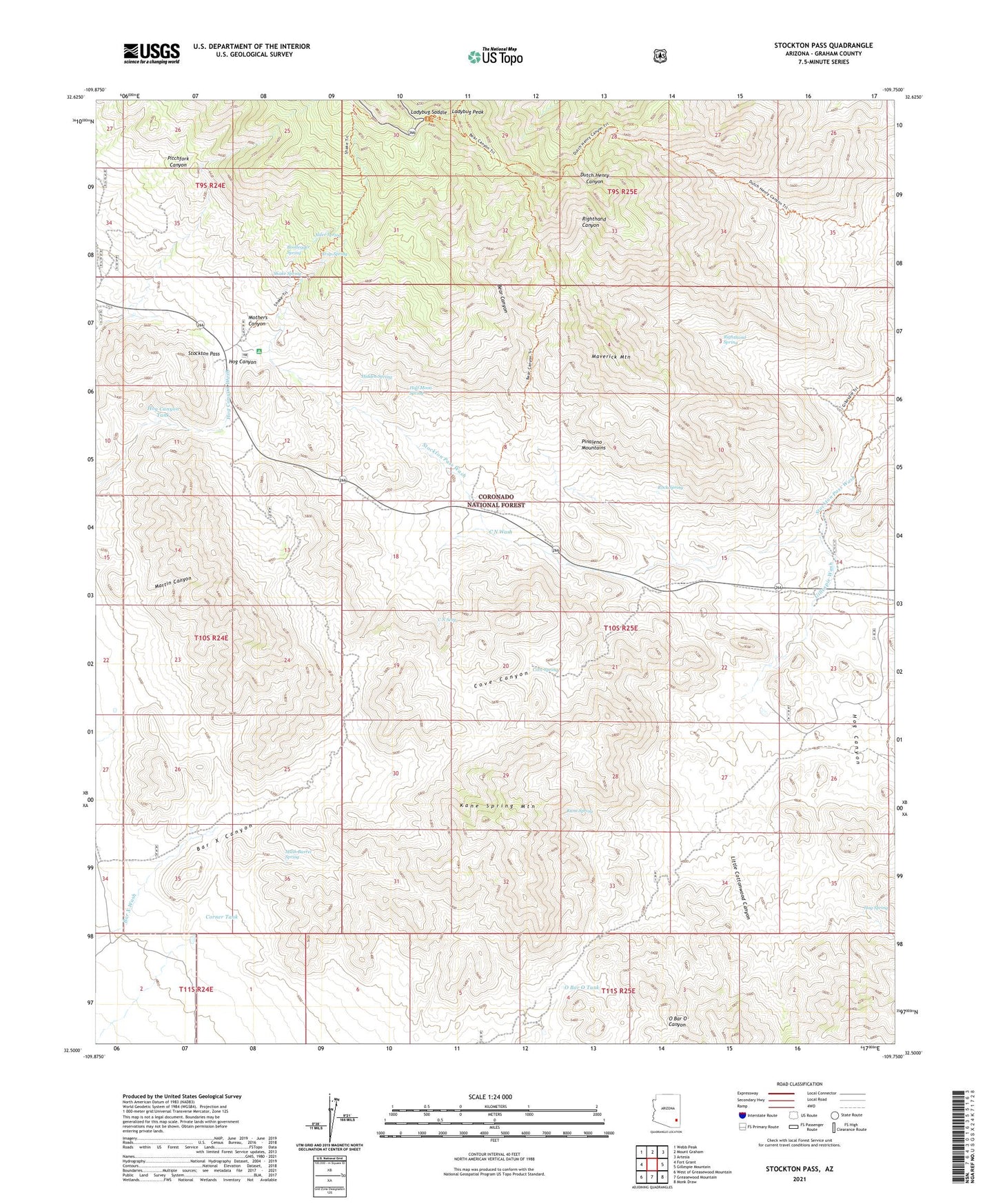 Stockton Pass Arizona US Topo Map Image