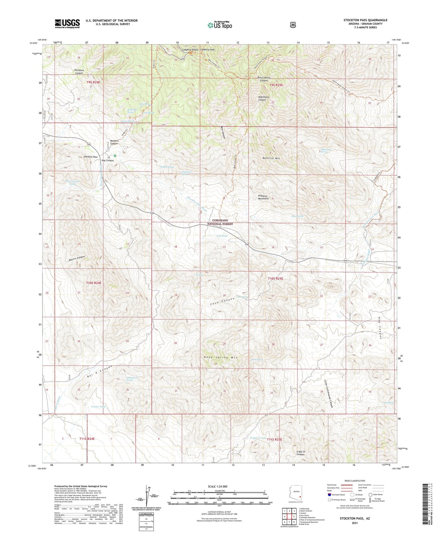 Stockton Pass Arizona US Topo Map Image