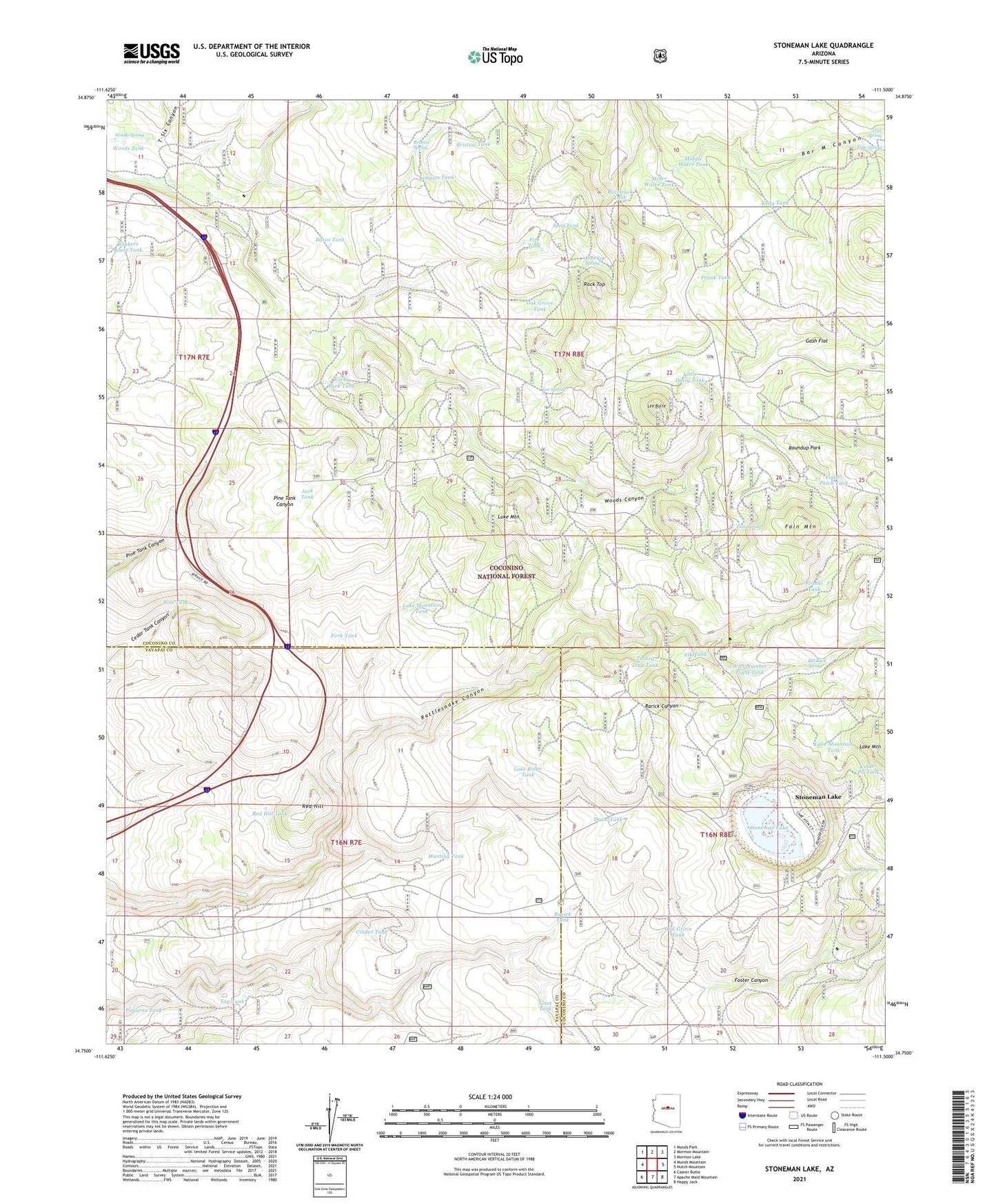 Stoneman Lake Arizona US Topo Map Image