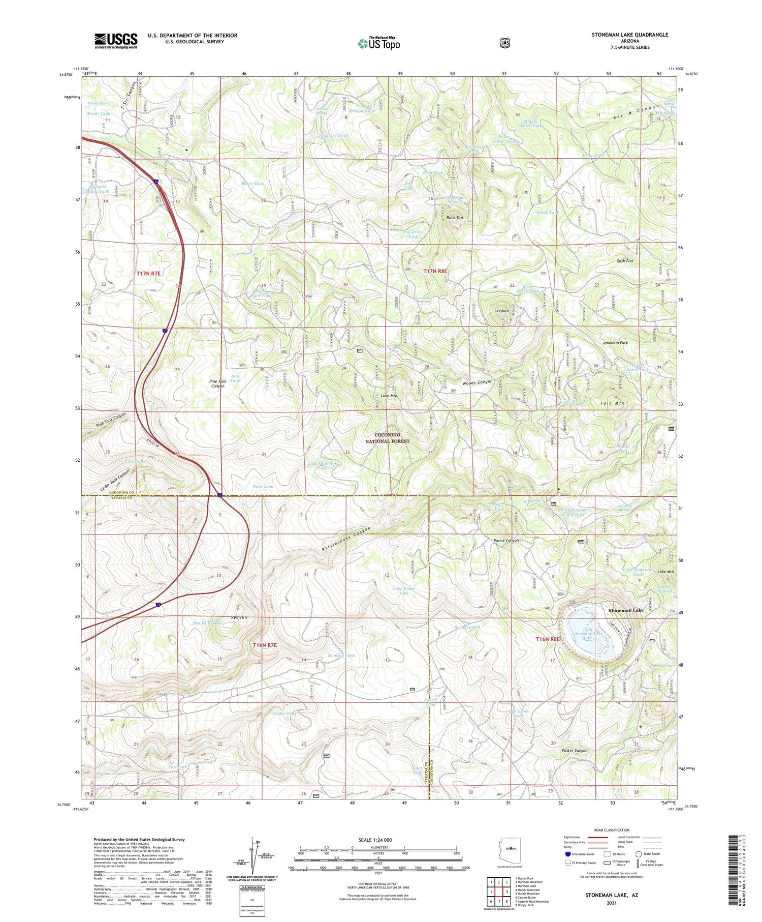 Stoneman Lake Arizona US Topo Map Image