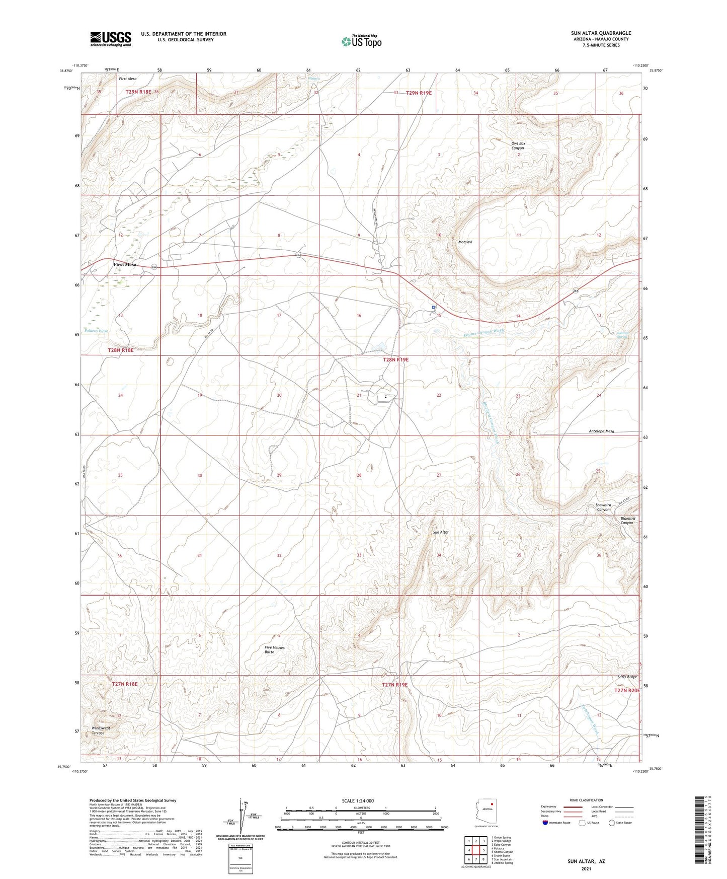 Sun Altar Arizona US Topo Map Image