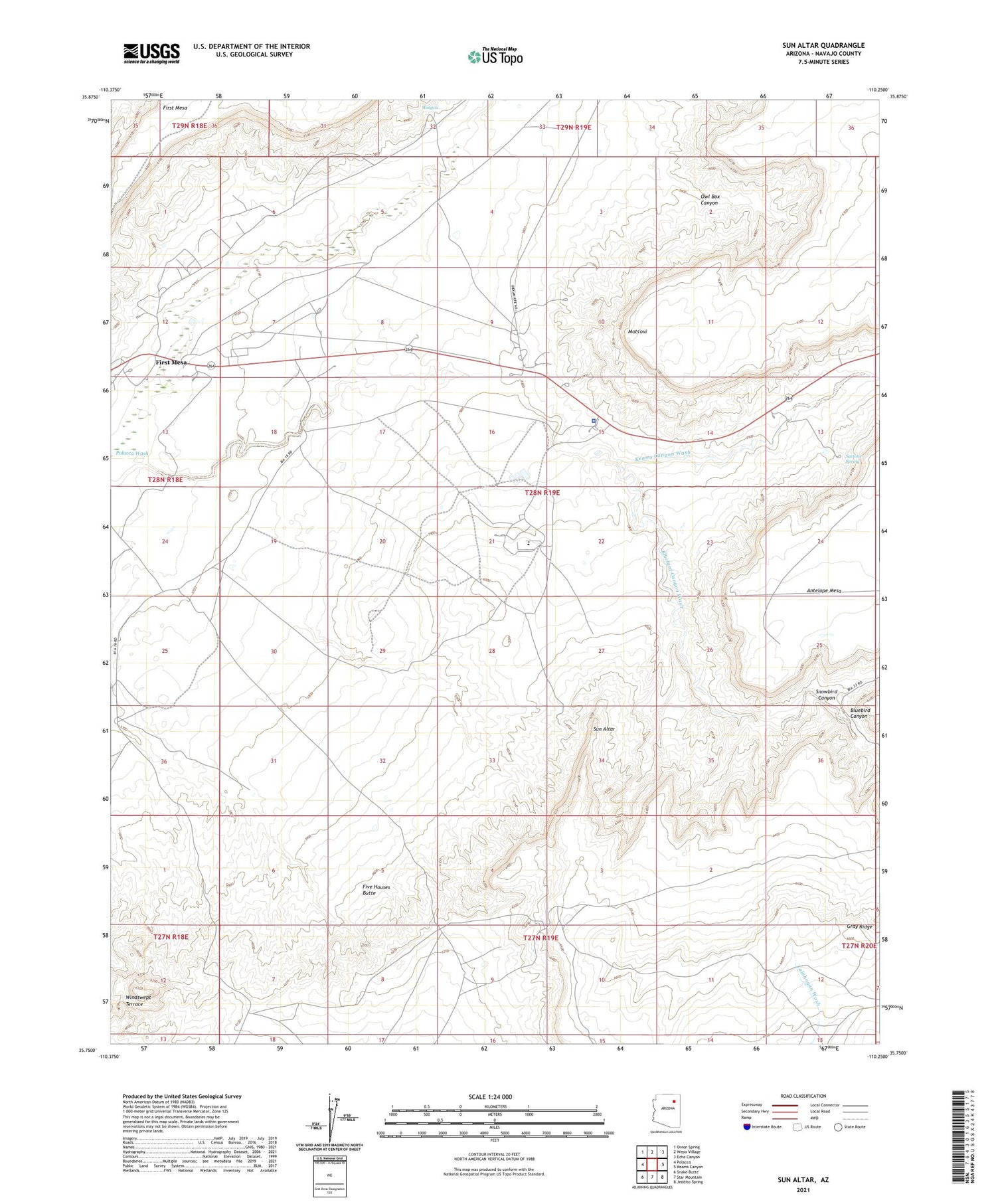 Sun Altar Arizona US Topo Map Image