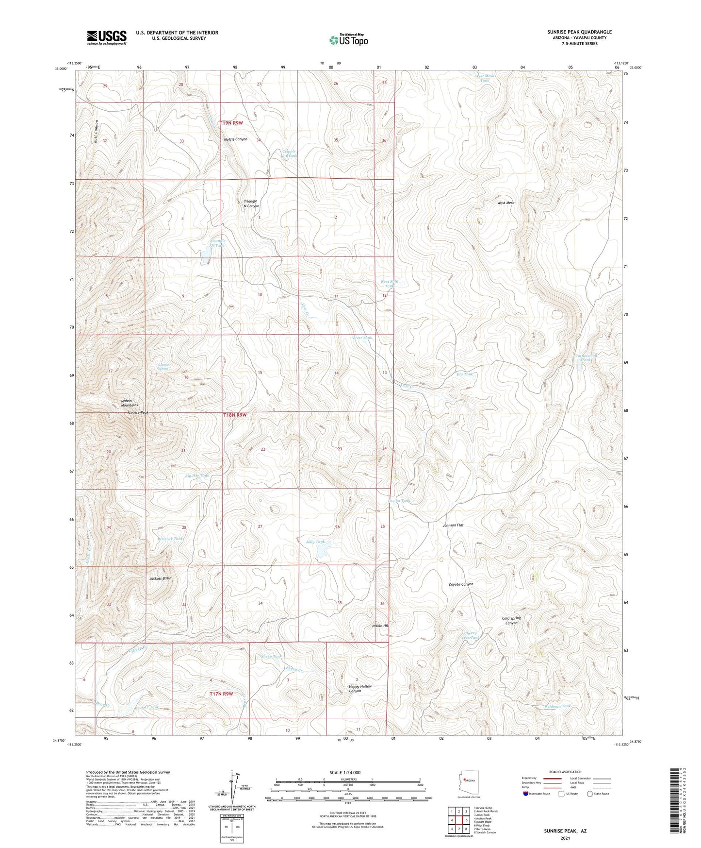 Sunrise Peak Arizona US Topo Map Image