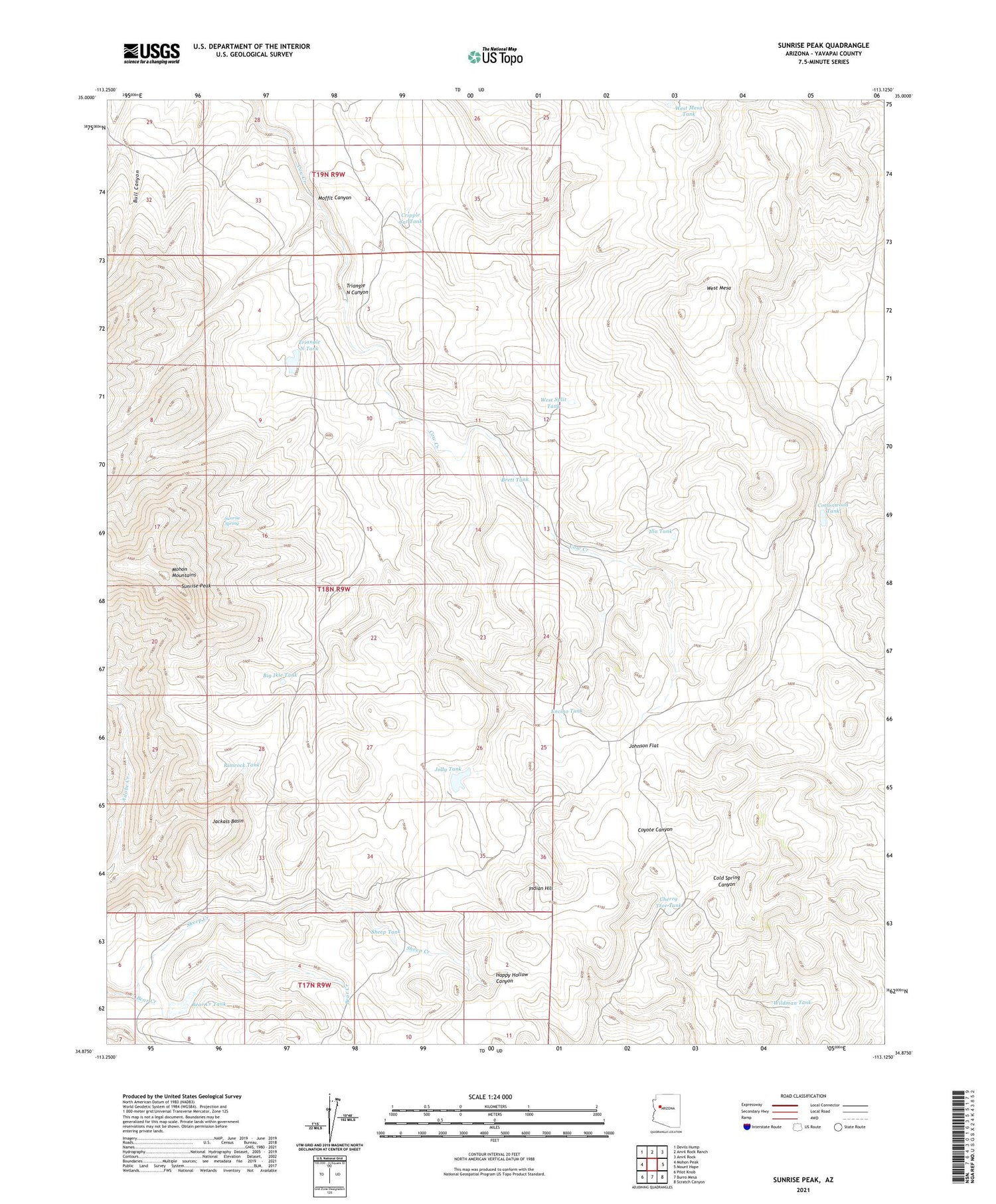 Sunrise Peak Arizona US Topo Map Image