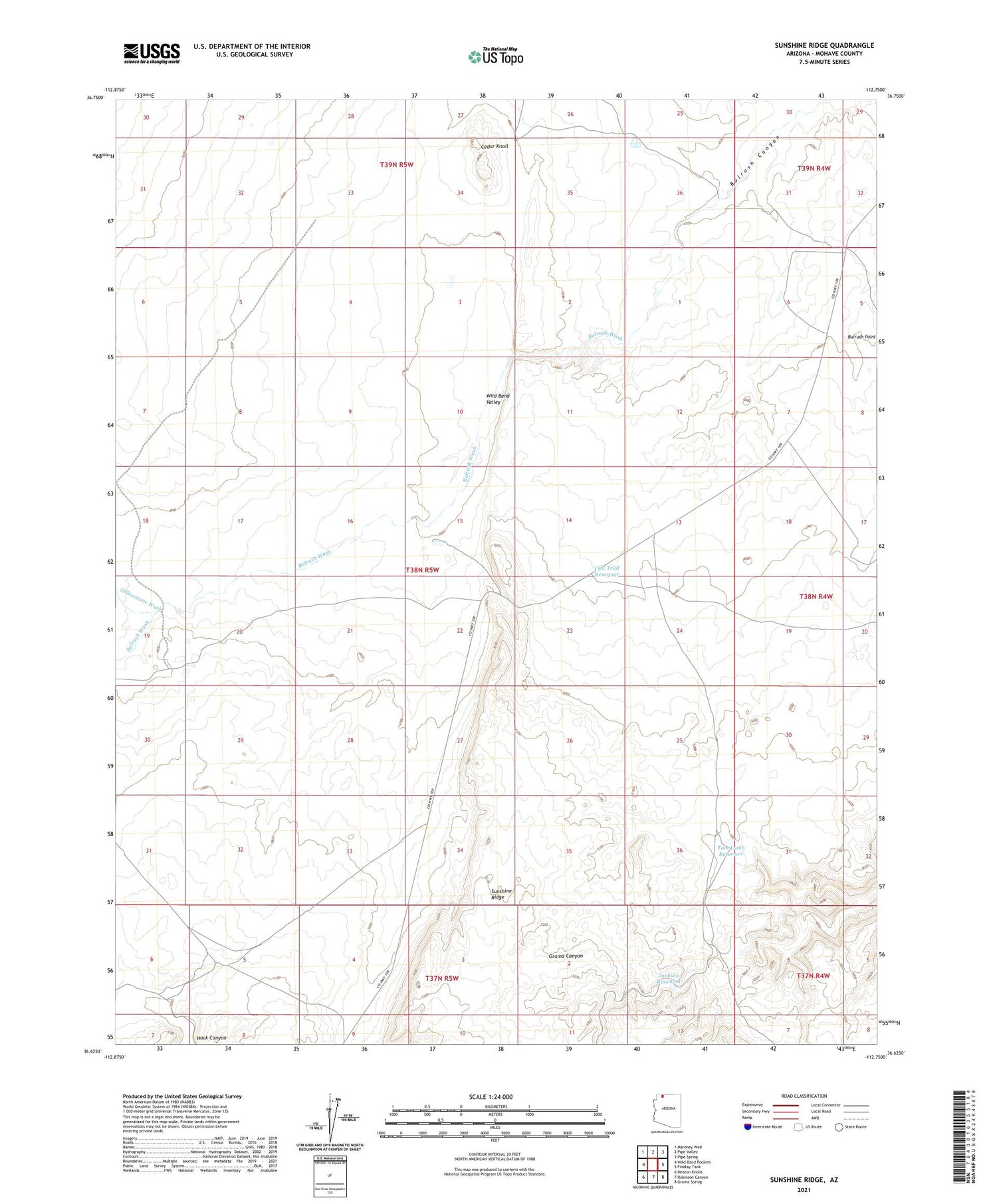 Sunshine Ridge Arizona US Topo Map Image