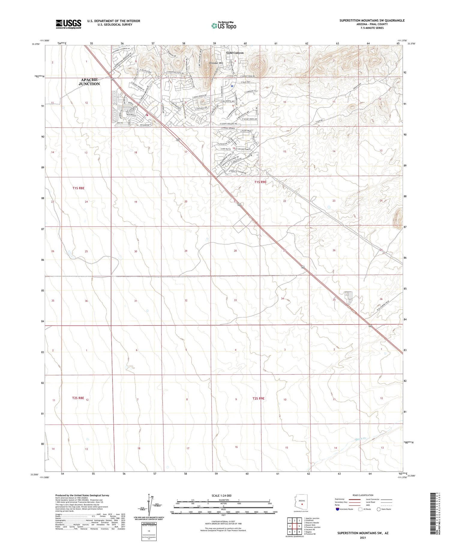 Superstition Mountains SW Arizona US Topo Map Image