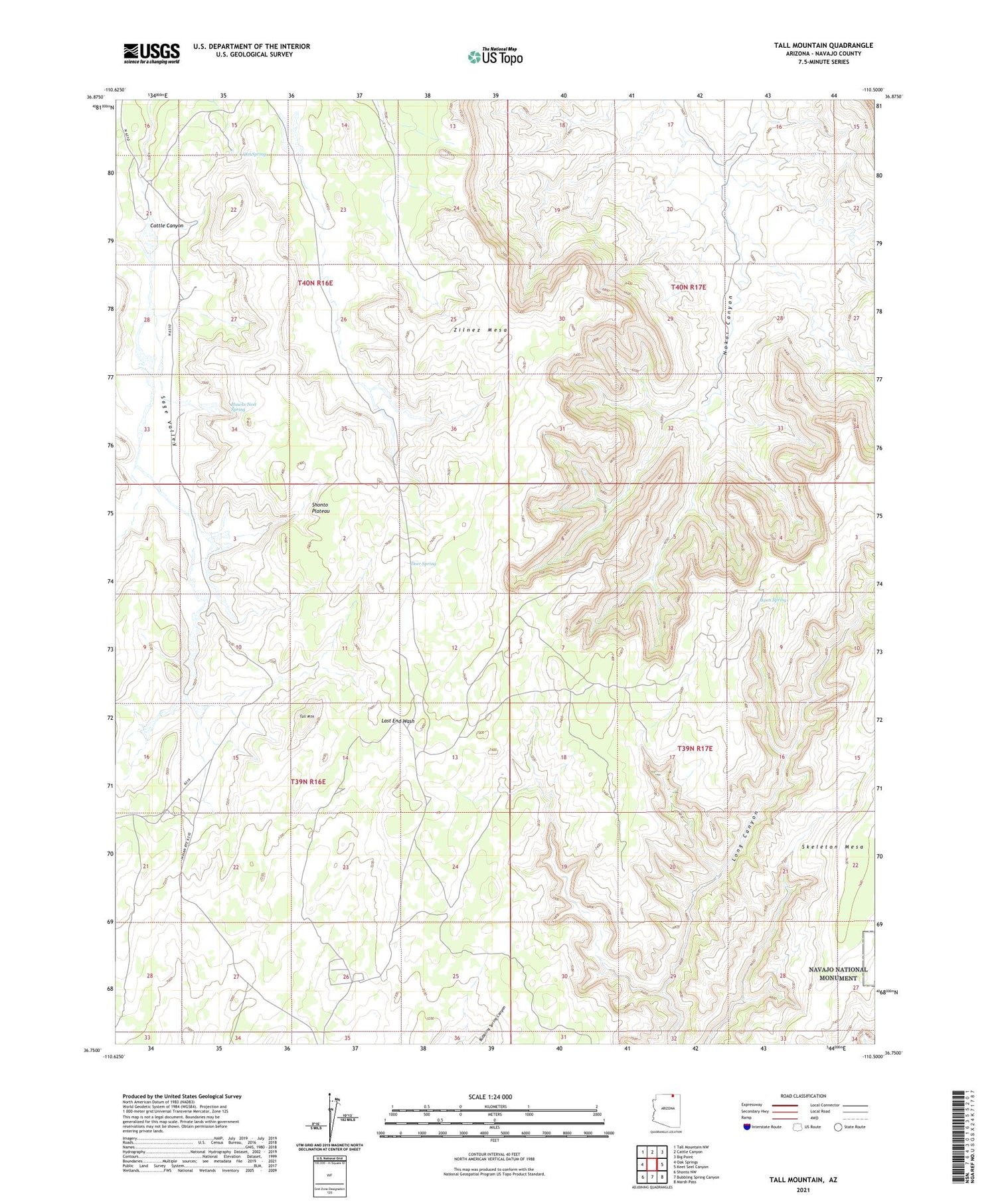Tall Mountain Arizona US Topo Map Image