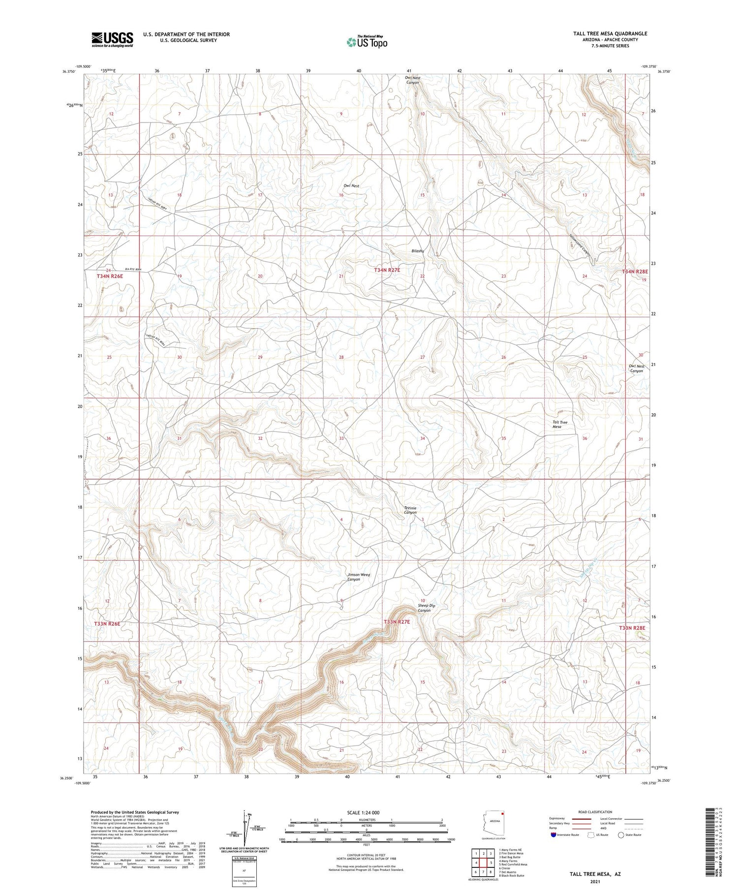Tall Tree Mesa Arizona US Topo Map Image