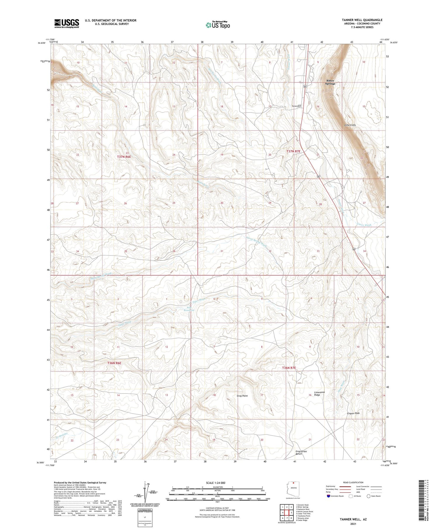 Tanner Well Arizona US Topo Map Image