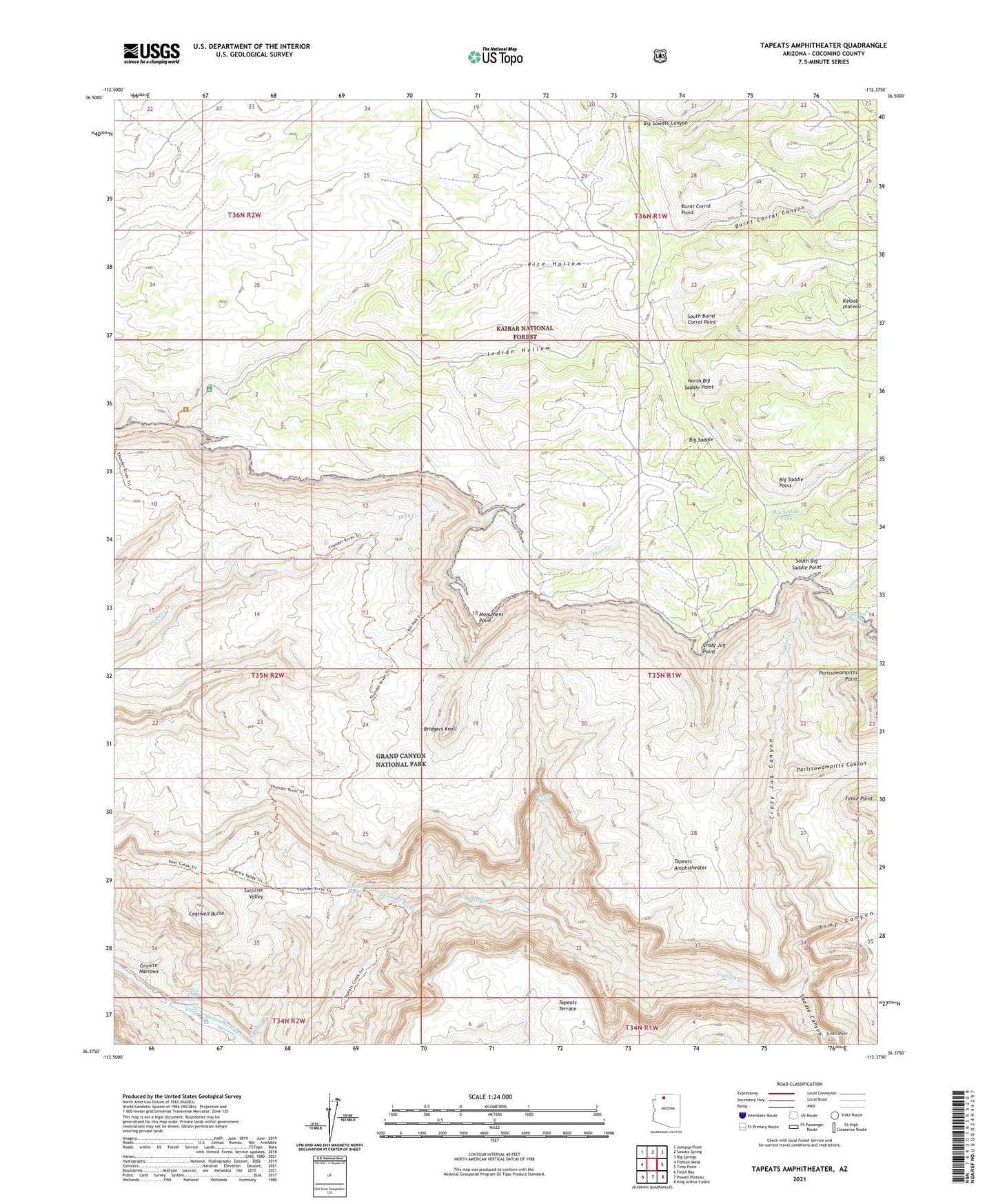 Tapeats Amphitheater Arizona US Topo Map Image
