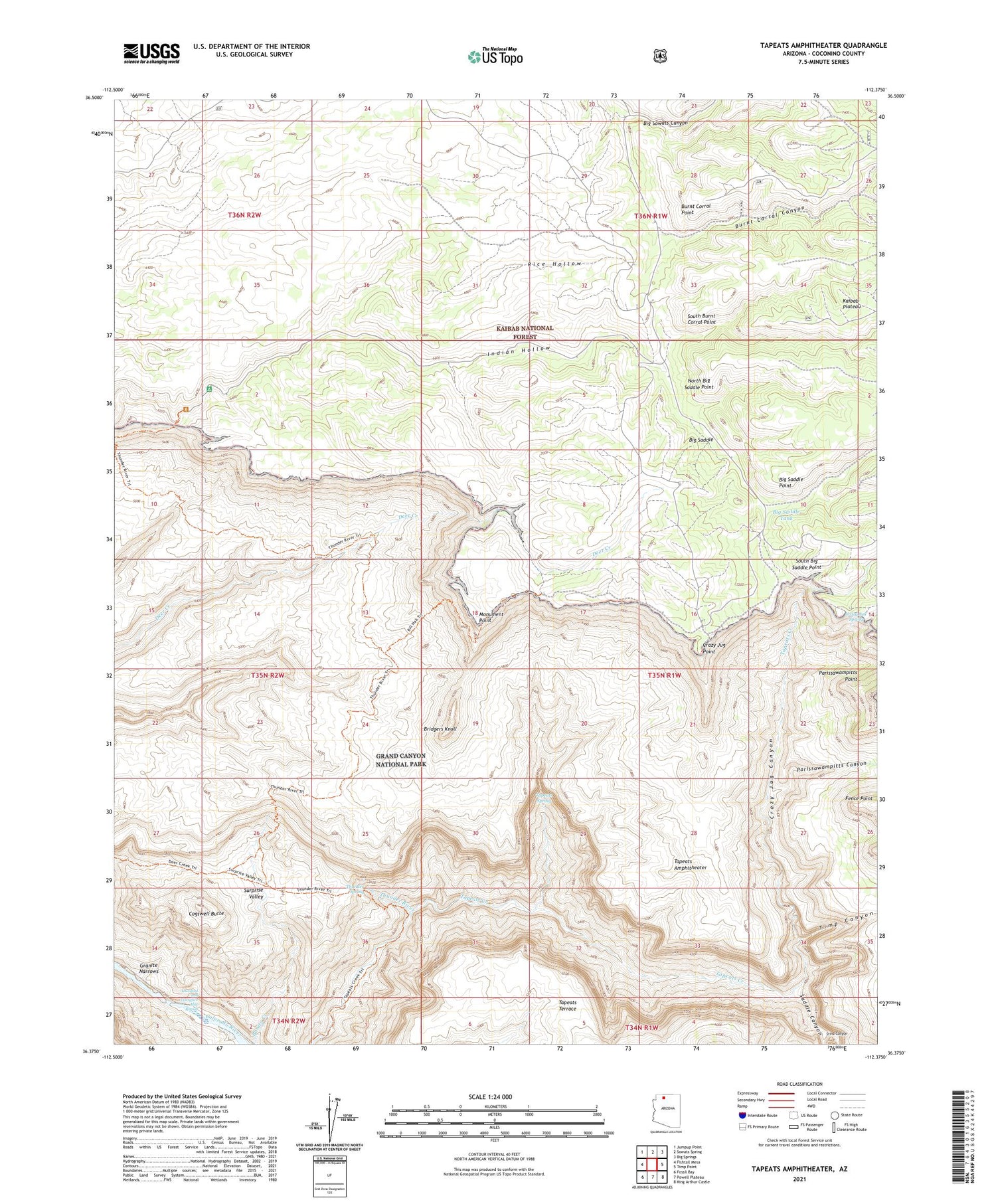 Tapeats Amphitheater Arizona US Topo Map Image