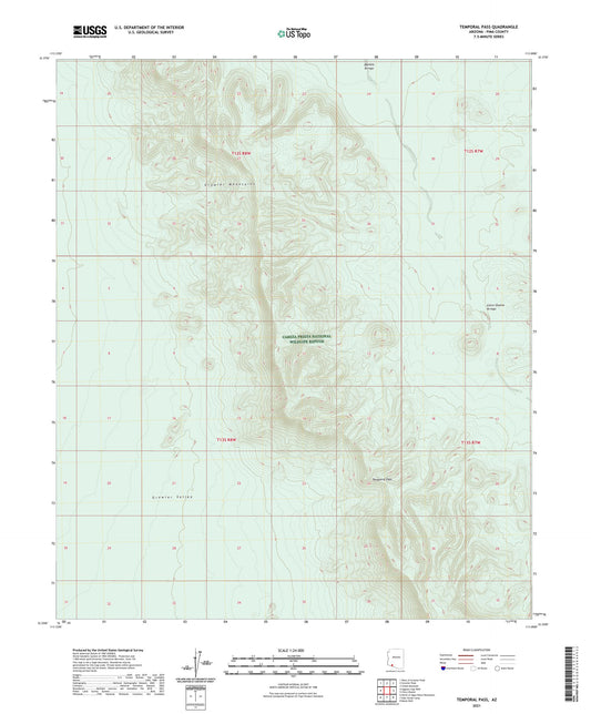 Temporal Pass Arizona US Topo Map Image