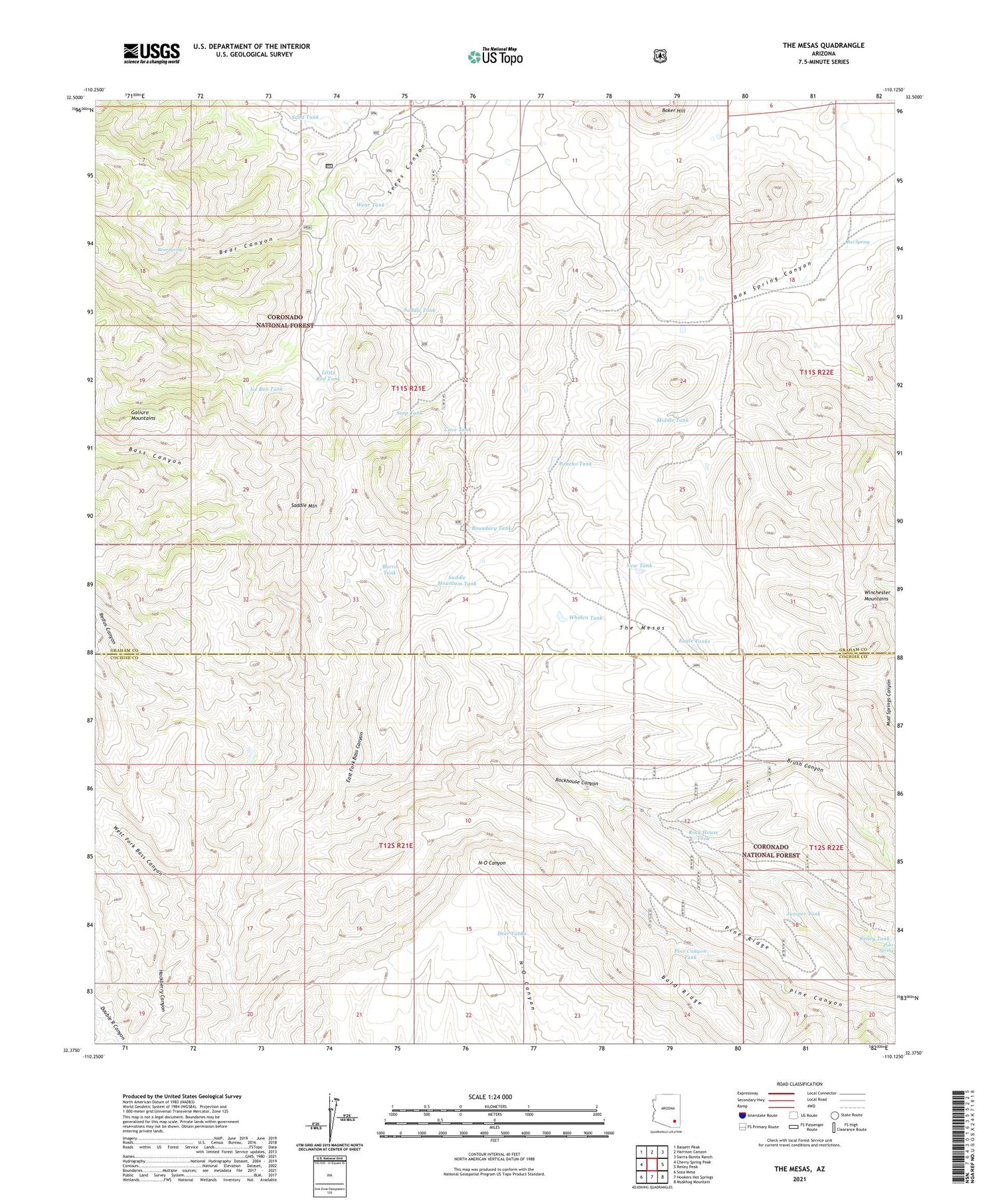 The Mesas Arizona US Topo Map Image