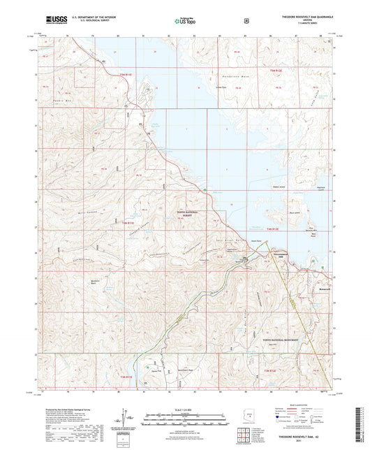 Theodore Roosevelt Dam Arizona US Topo Map Image