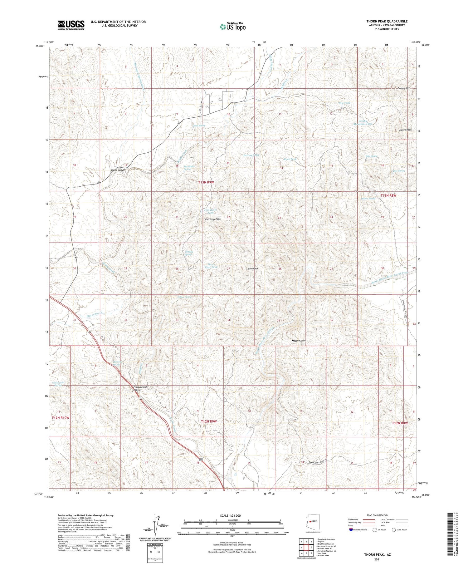Thorn Peak Arizona US Topo Map Image