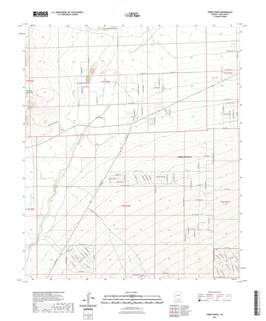 Three Points Arizona US Topo Map Image