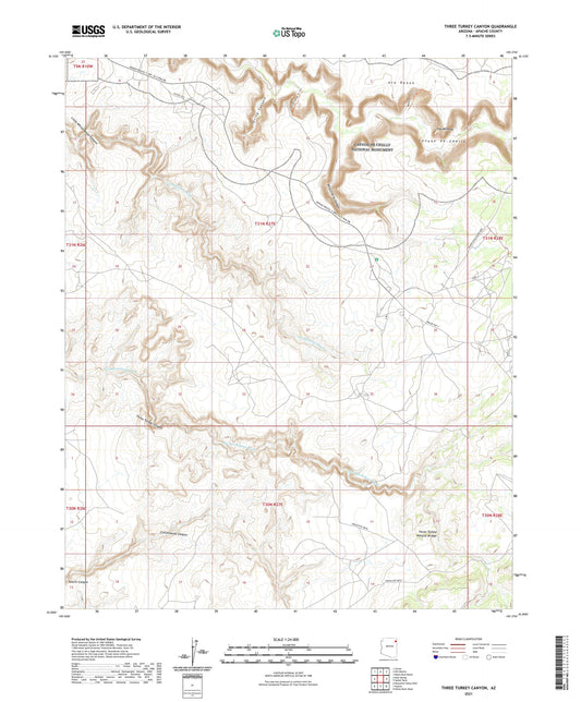 Three Turkey Canyon Arizona US Topo Map Image