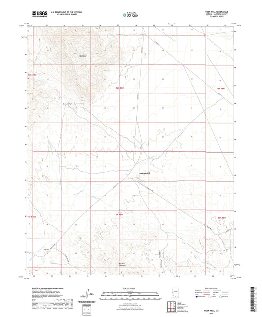 Tiger Well Arizona US Topo Map Image