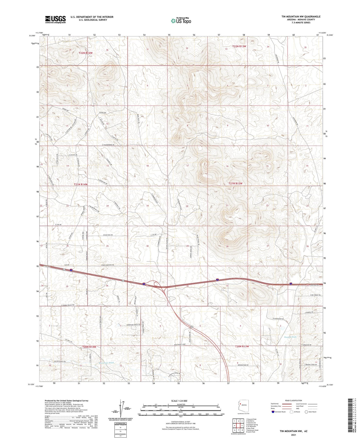 Tin Mountain NW Arizona US Topo Map Image