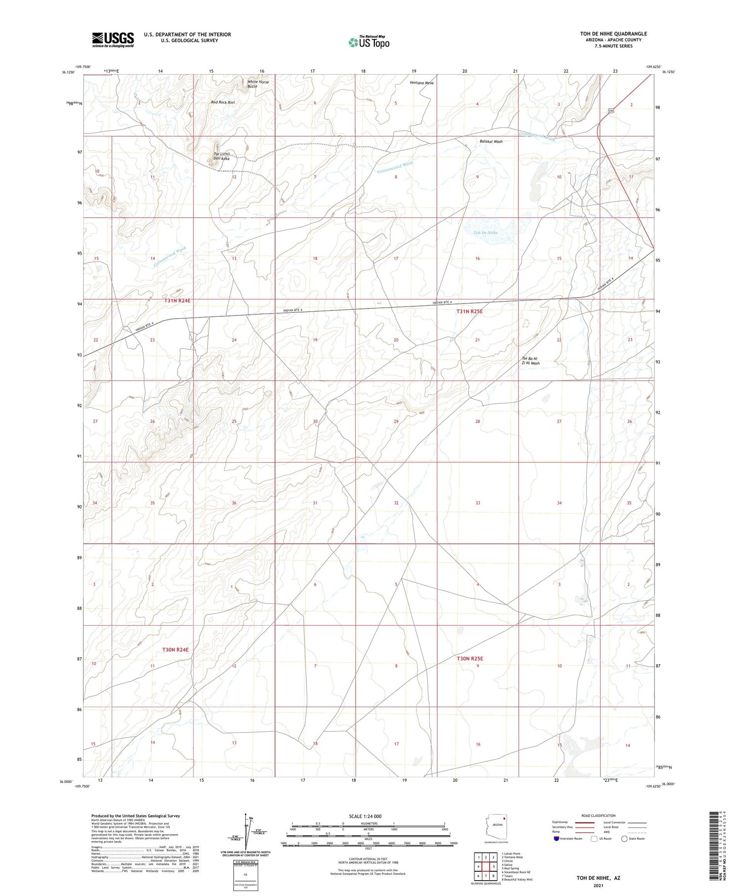 Toh De Niihe Arizona US Topo Map Image
