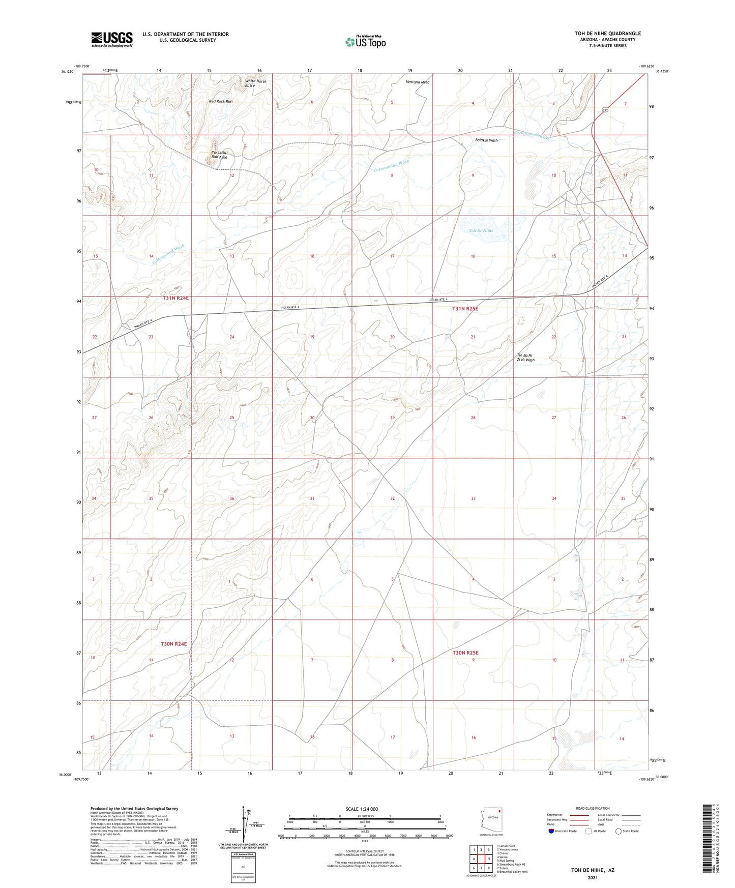 Toh De Niihe Arizona US Topo Map Image